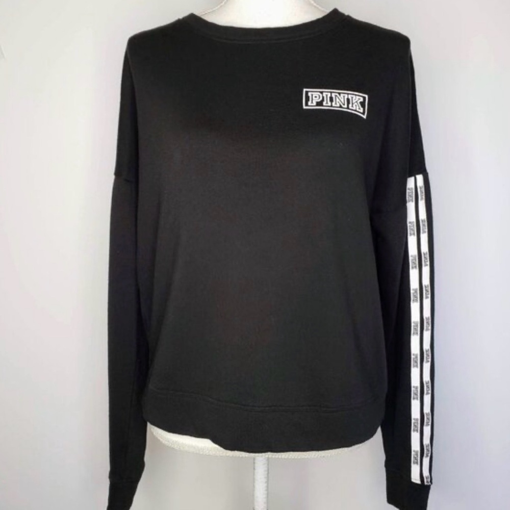 PINK Victoria's Secret Women's Black Crewneck Sweatshirt